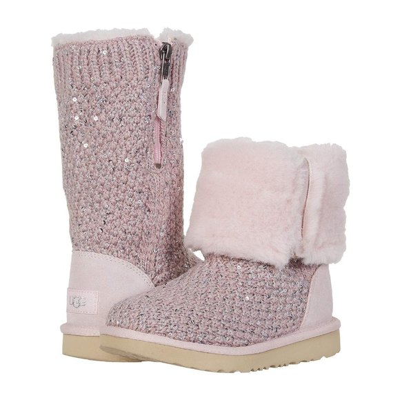 UGG Shoes Ugg Womens Sequin Sweater Knit Boots Pink 6 7 8 Poshmark
